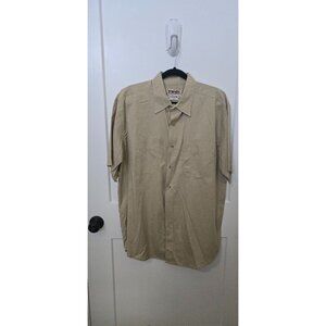 Wrangler Rugged Wear Mens Beige Wrinkle Resist Short Sleeve Button-Up Shirt XL